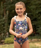 The Girls' Tie Oasis One-Piece - Strawberry Fields in Deep Sea
