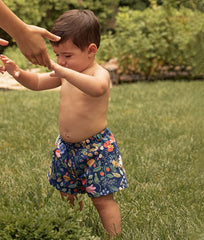 The Boys' Swim Short - Strawberry Fields in Deep Sea