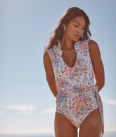 The Ruffle Breaker Belted One-Piece - Bouquet Parade