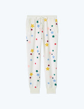 The Softest French Terry Jogger - Scatter Stars in White Sand