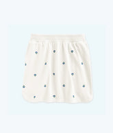 The Softest French Terry Pull-On Skirt - White Sand Floral Stitch