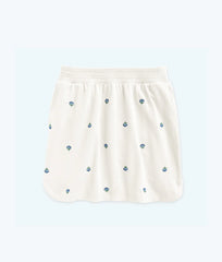 The Softest French Terry Pull-On Skirt - White Sand Floral Stitch