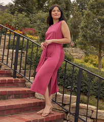 The Luxe Pima Belted Midi Dress - Punch & Currant