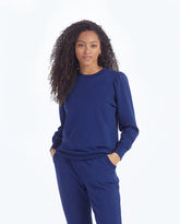 The Softest French Terry Puff Sleeve Pullover - Baltic