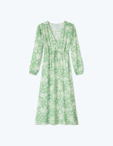 The Cinched Waist Caftan Dress - Vintage Floral in Ivy