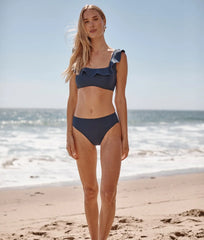 The Ruffle Seaway Square Neck Bikini Top - Deep Sea