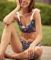 The Tie Wanderlust Bikini Top - Strawberry Fields in Deep Sea