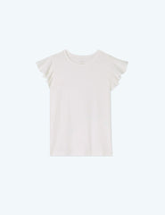 The Luxe Pima Flutter-Sleeve Tee - White Sand