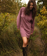 The Softest French Terry Henley Dress - Rosewood