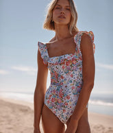 The Ruffle Seaway Square Neck One-Piece - Bouquet Parade