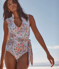The Ruffle Breaker Belted One-Piece - Bouquet Parade