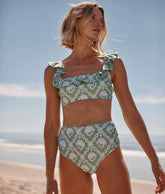 The Ruched High Leg High Rise Bottom - Garland Hampers