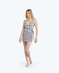 The Wrap Cover-Up Skirt - Modern Plaid in White Sand