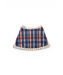 The Contrast Trim Classic Pool Skirt - Admiral Plaid & Floral Stripe in Lobster & Atlantic