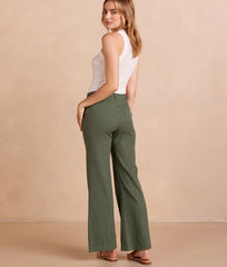 The Easy High-Waisted Flare Pant - Olive