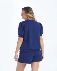 The Softest French Terry Puff Short Sleeve Top - Baltic