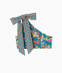 The Bow-Shoulder Ruched Sidestroke Bikini Top - Terrace Floral