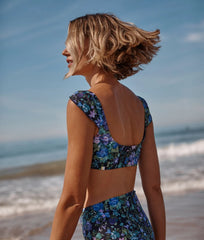 The Petal Sleeve Bikini Top - Bouquet Carnival
