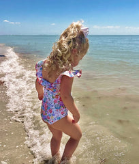 The Girls' Ruffle Square-Neck One Piece - Bouquet Parade