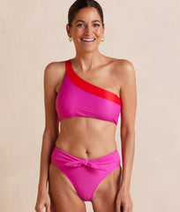 The Tie Belt High Leg Mid Rise Bottom - Hibiscus