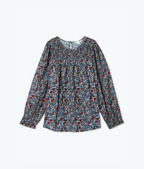 The Perfect Smocked Cotton Top - Outbloom in Midnight