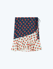 The Short Beach to Brunch Wrap Skirt - Poppies in Deep Sea