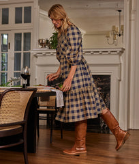 The Tiered Midi Dress - Buffalo Check in Midnight & Toffee