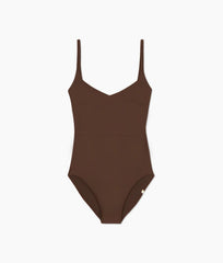 The Long Torso Seascape Sweetheart One Piece - Mocha