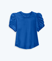 The Luxe Pima Twist-Sleeve Tee - Santorini