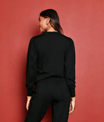 The Softest French Terry Puff Sleeve Pullover - Sea Urchin