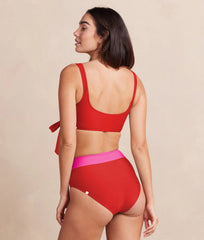 The Wrap High Leg High Rise Bikini Bottom - Lava & Hibiscus