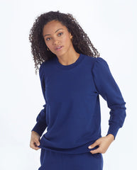 The Softest French Terry Puff Sleeve Pullover - Baltic