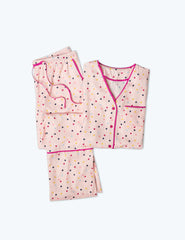 The Cloud 9 Silky Pajama Set - Confetti Dot in Blush & Tangerine