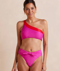 The Tie Belt High Leg Mid Rise Bottom - Hibiscus