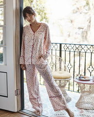 The Cloud 9 Silky Pajama Set - Confetti Dot in Blush & Tangerine